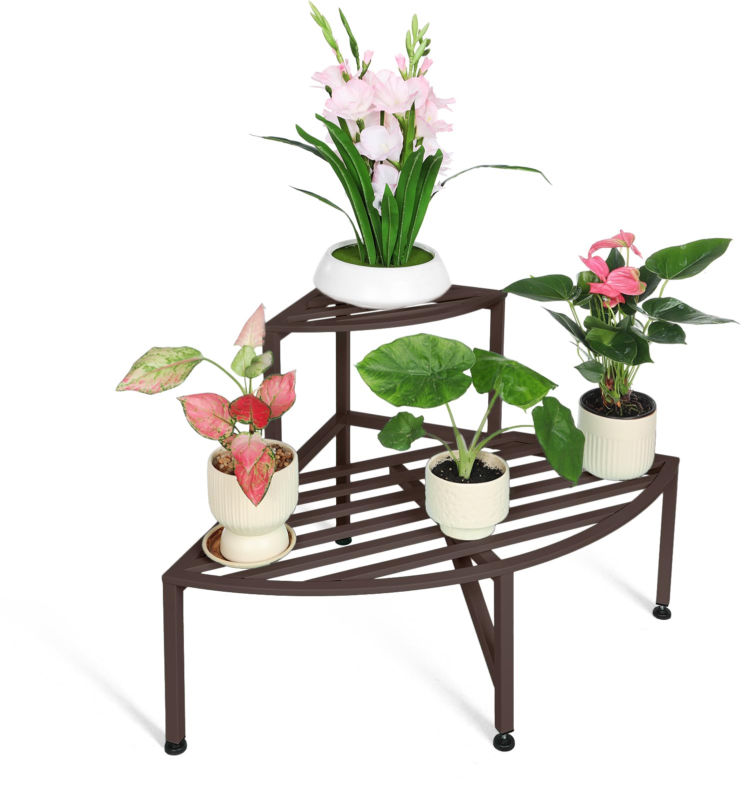 Support d'angle pour plantes d'extérieur Dipion en métal café 94cm