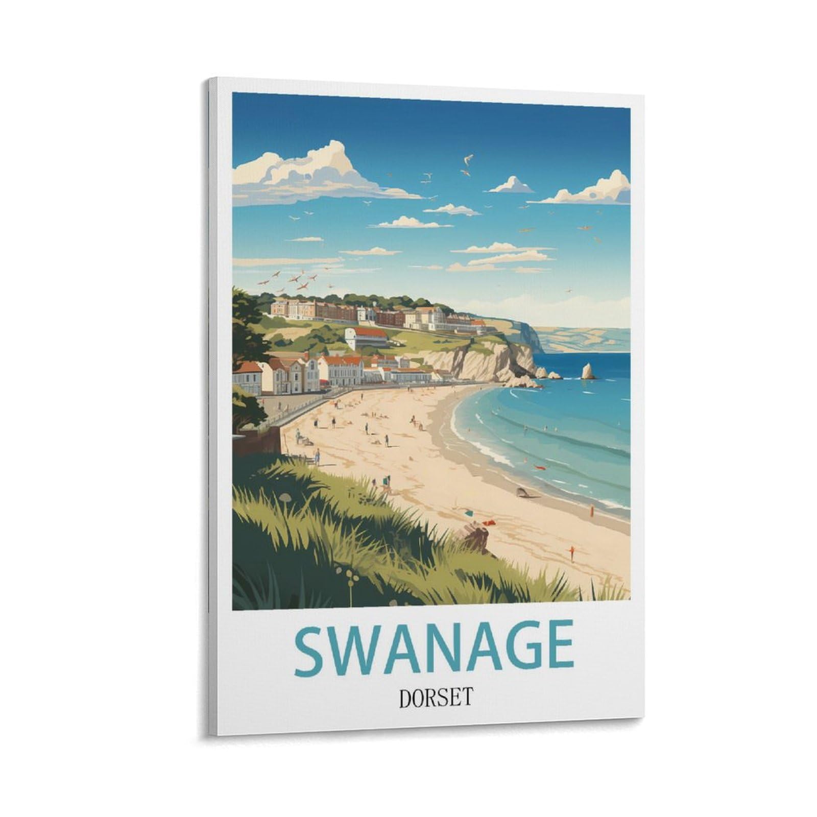Hwjjuii Frame-Style Swanage Dorset Vintage Travel Posters 12X18inch(30X45cm) Canvas Wall Posters And Art Picture Print Modern Family Bedroom Decor Posters