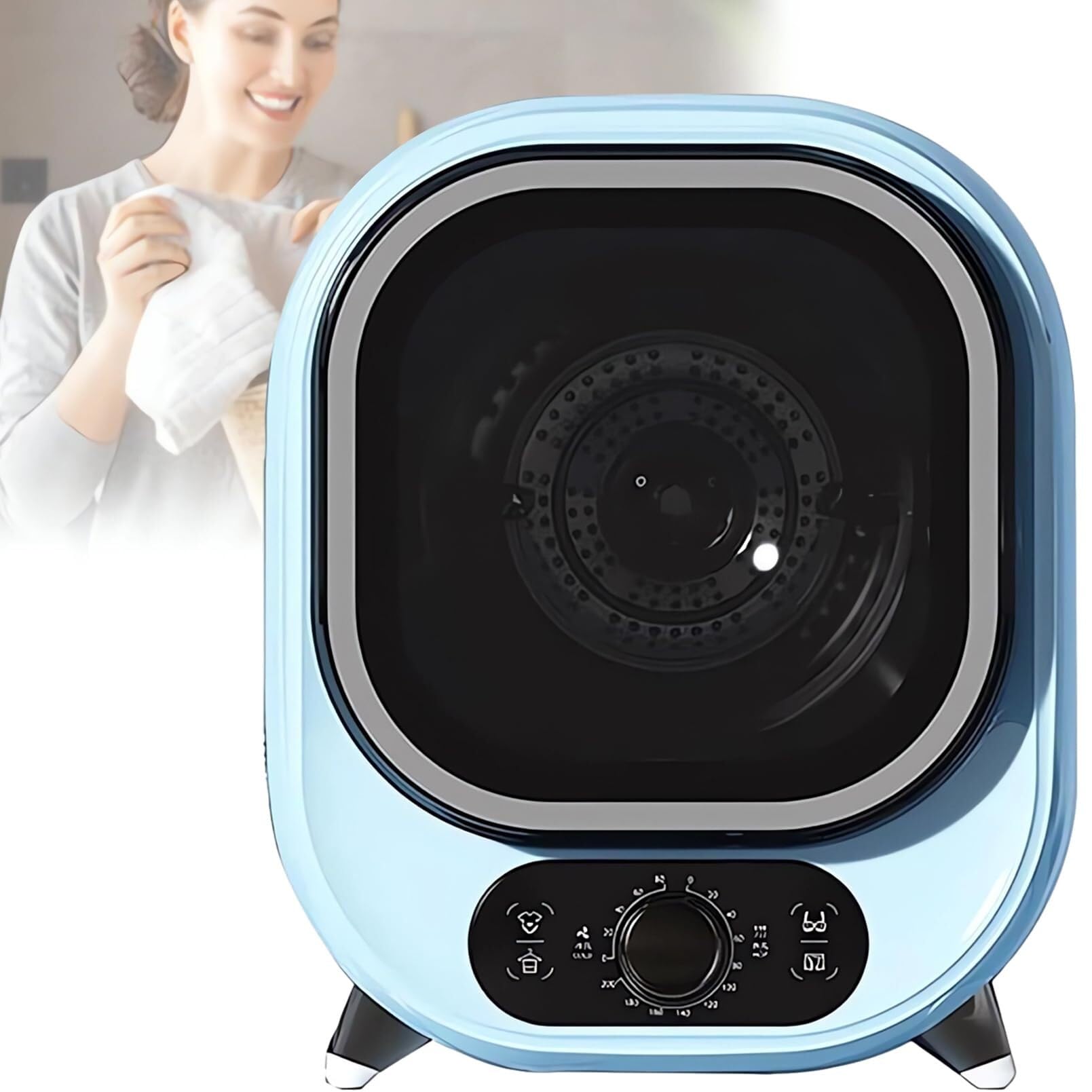 Secadora de Ropa, Potente turbina, 0-200 Minutos, Aire frío y Caliente, Secado 3D, 5 kg, Secadora con ventilación, 35 dB, silenciosa, compacta, Filtro para Pelusa y Polvo,Blue