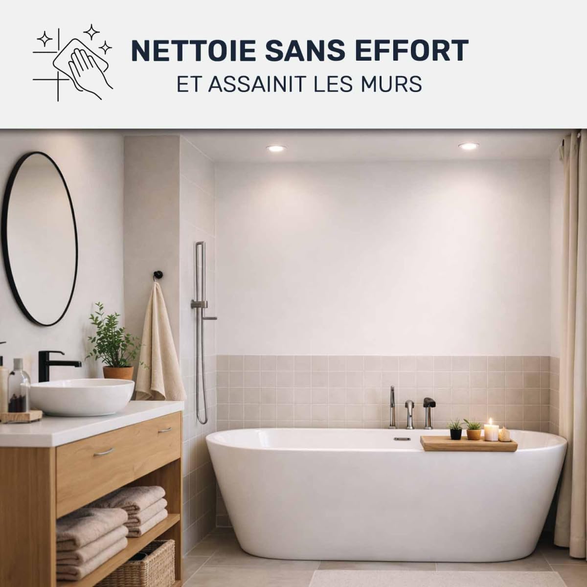 Anti moisissure salle de bain, mur intérieur et plafond - Produit surpuissant à effet immédiat pour taches sur murs et joints carrelage | STOP MOISISSURE - 5 L - ARCANE INDUSTRIES