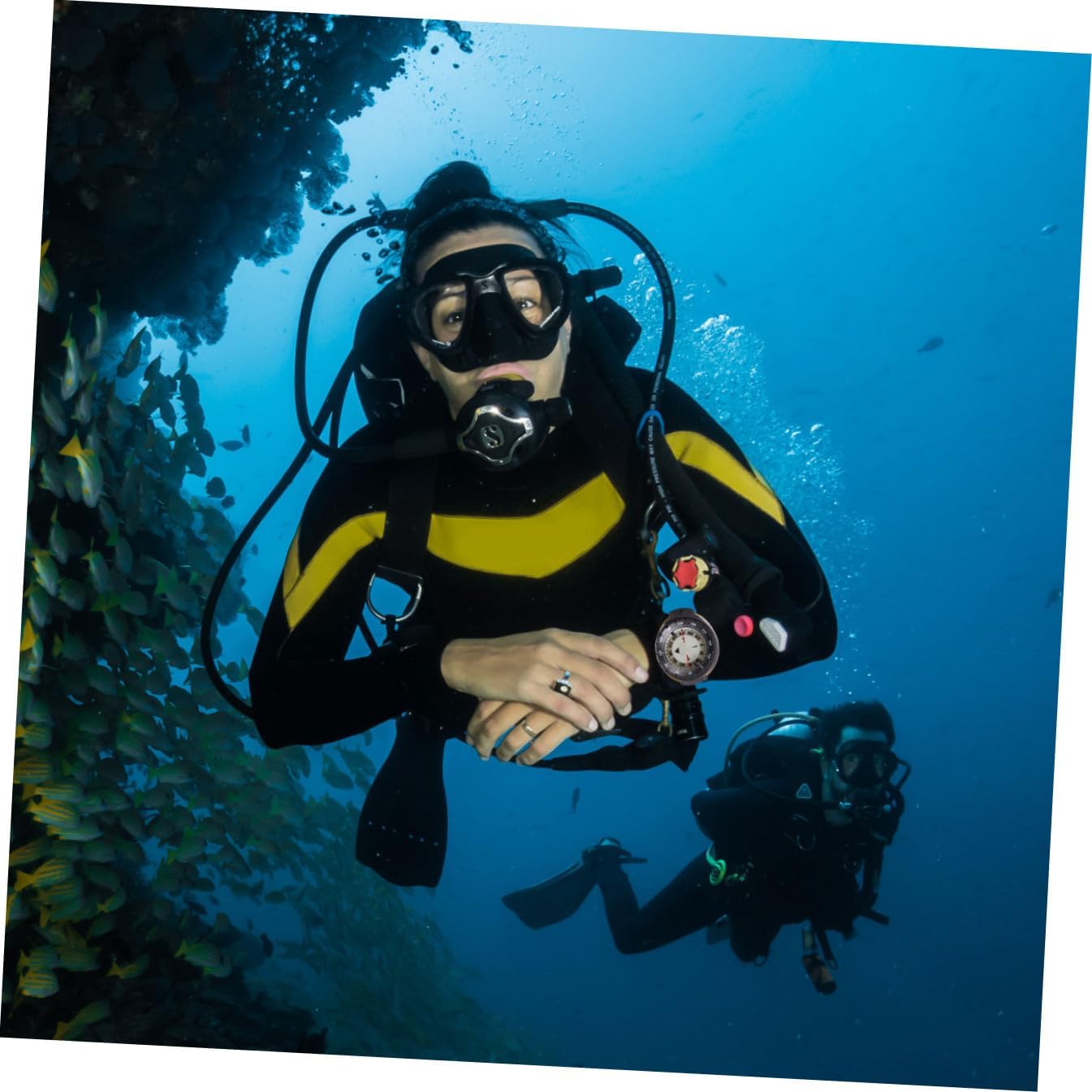 GARVALON Luminous Waterproof Wristband Compass with Watch Strap for Hiking Outdoor Camping, Portable Nighttime Direction Finder in Black