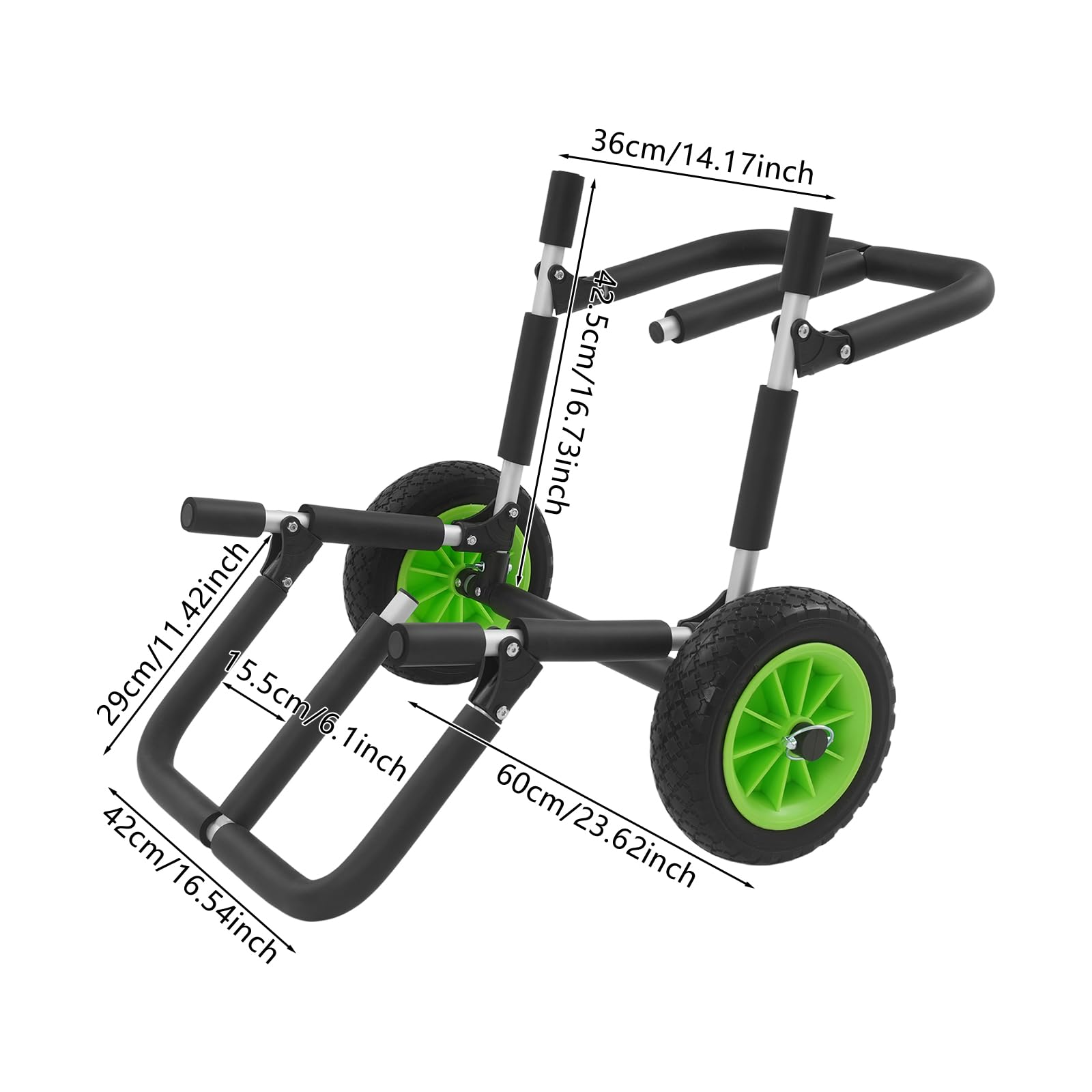 Carro de transporte para tabla de surf | Espacio para 2 kayaks o SUP | carro de playa de aluminio | carro de transporte SUP con ruedas de 10 pulgadas | carro kayak | hasta 80 kg
