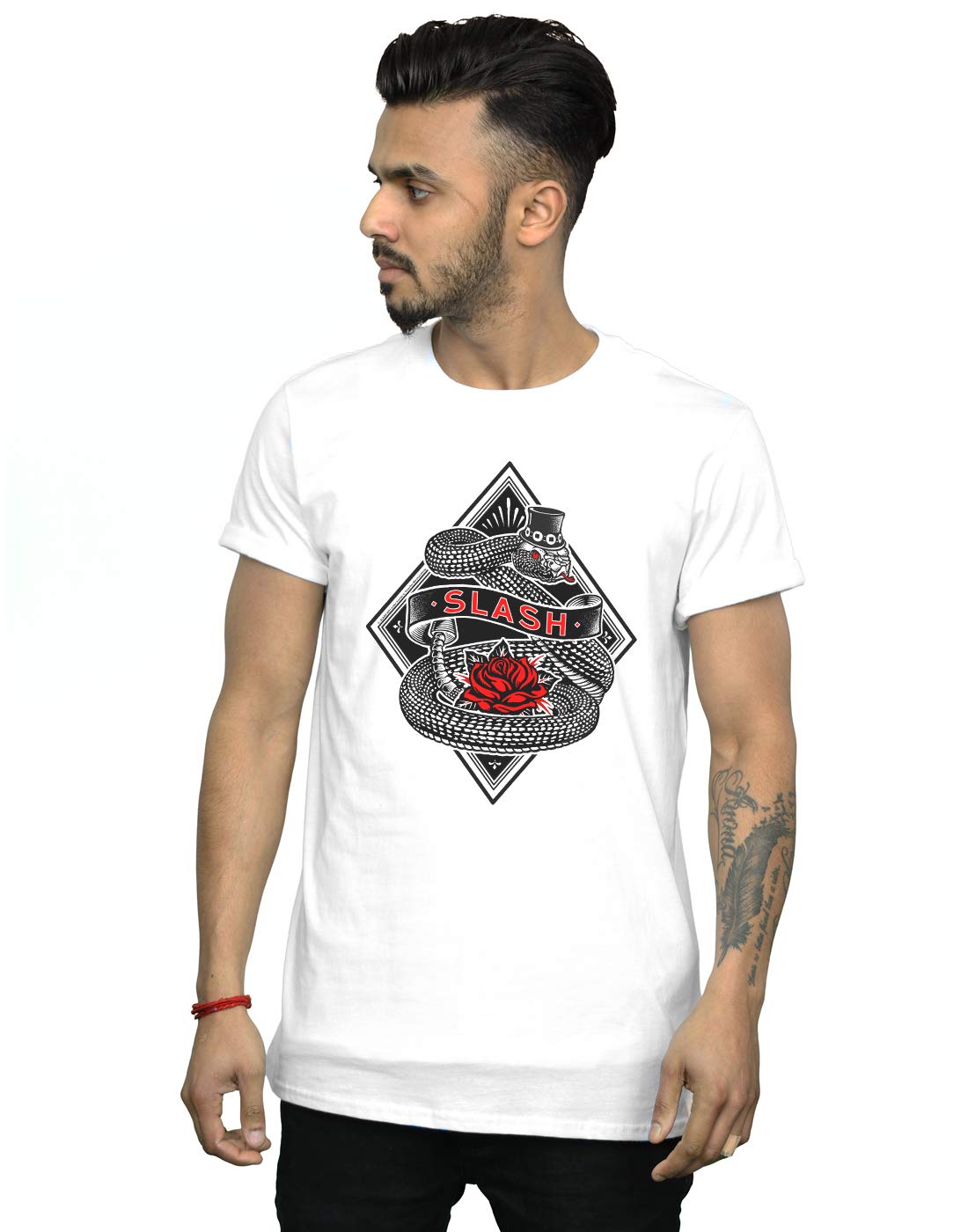 Absolute Cult Slash Men's Rose Snake T-Shirt White XXX-Large