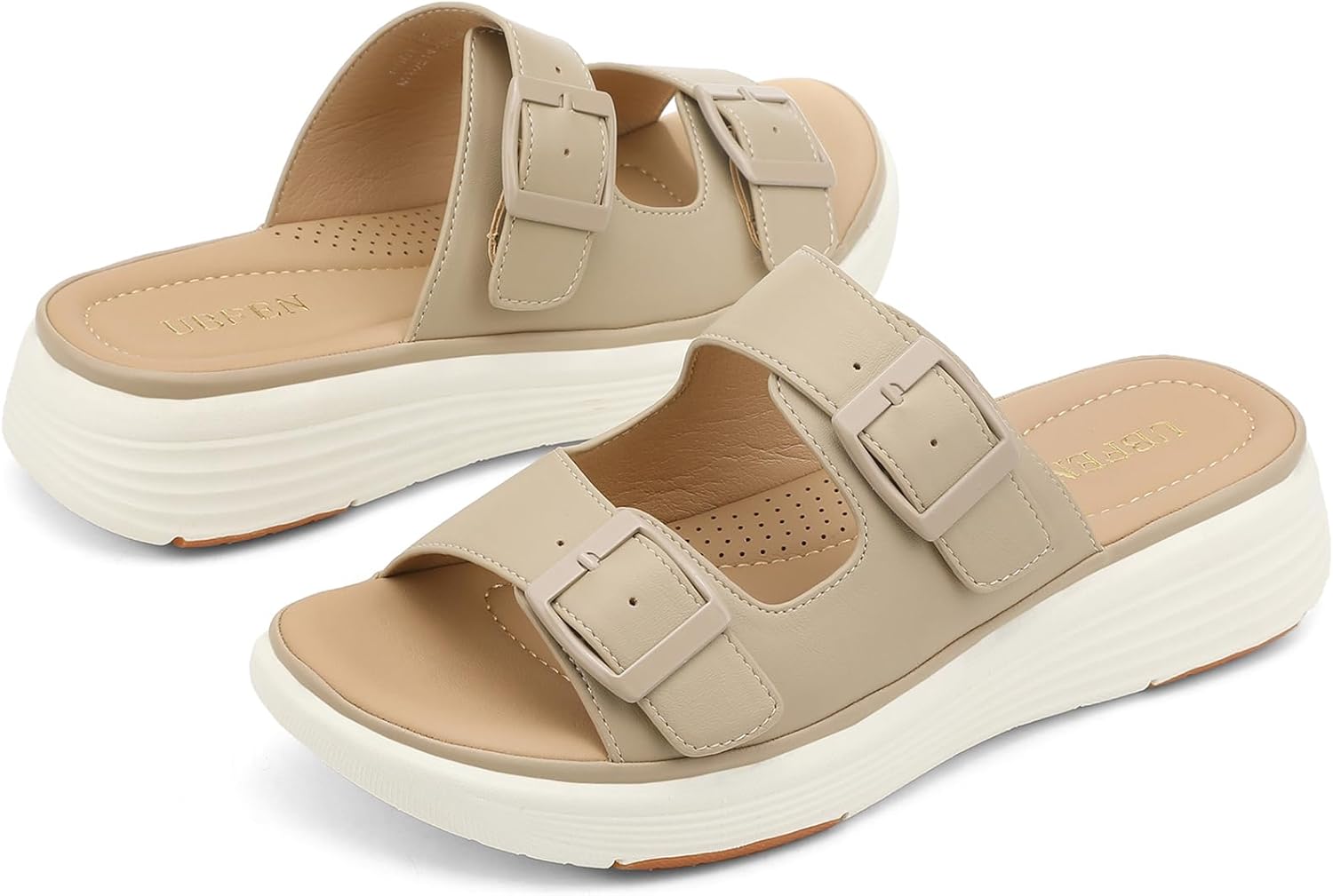 UBFEN Womens Platform Sandals Comfortable Walking Slide Soft Cushioning Footbed Casual Dressy Wedge Sandals - Image 3