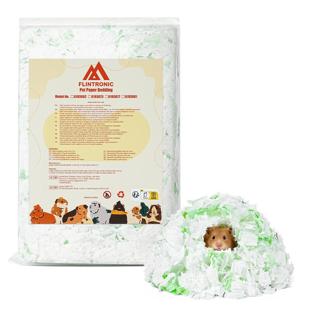 Flintronic 99% Dust-Free Paper Small Pet Bedding with Odor Control, 15L, Hamster Bedding, Small Animal Beddings, Paper Beddings for Rat, Syrian Dwarf, Rabbit, Hamster Hedgehog — image 1