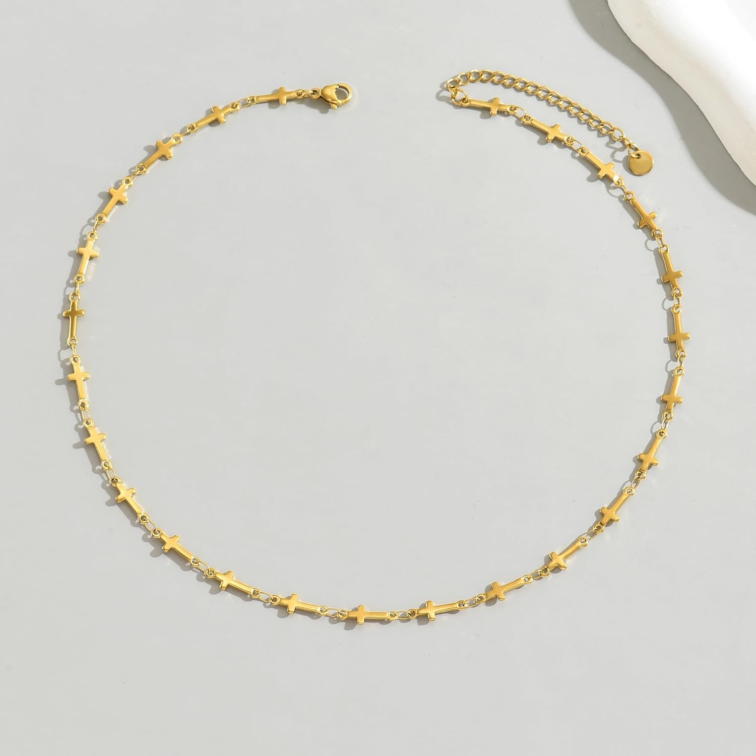 Pearl Cross Necklaces for Women 18K Gold Plated Pearl Beaded Sideways Cross Choker Necklaces Cubic Zirconia Faith Religious Jewelry Christmas Gifts - Image 5