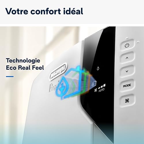 De'Longhi Pinguino Extreme Clim Mobile, pour Pièces jusqu'à 33,5m², Déshumidificateur, Mode Ventilation, 8900BTU, Refroidissement Silencieux, Eco Real Feel, Minuterie 24h, Classe Énergie A+ (PACEX93) - 6