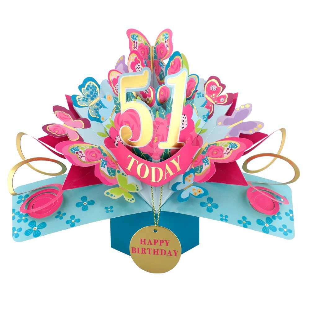 51 Today Happy 51st Birthday Pop-Up Greeting Card Love Kate's Pop Up Cards Her Design POP236MC51 โ image 1
