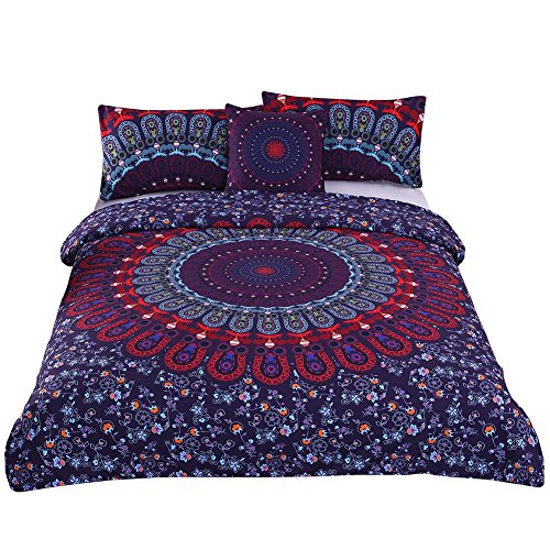 Sleepwish 4 Pcs Love Stretches Bedding Bohemian Retro Bohemian Duvet Cover Set King Size