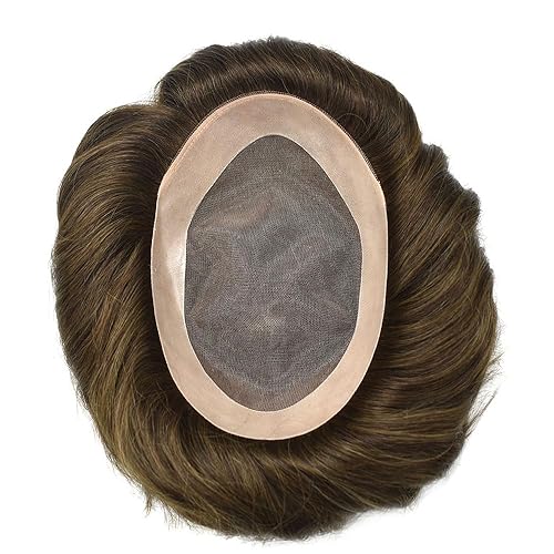 Miniatura 6 de Toupee para hombres Cabello humano real para hombre, pieza de pelo para hombres Fine Mono Men Sistema de cabello de piel de polietileno para