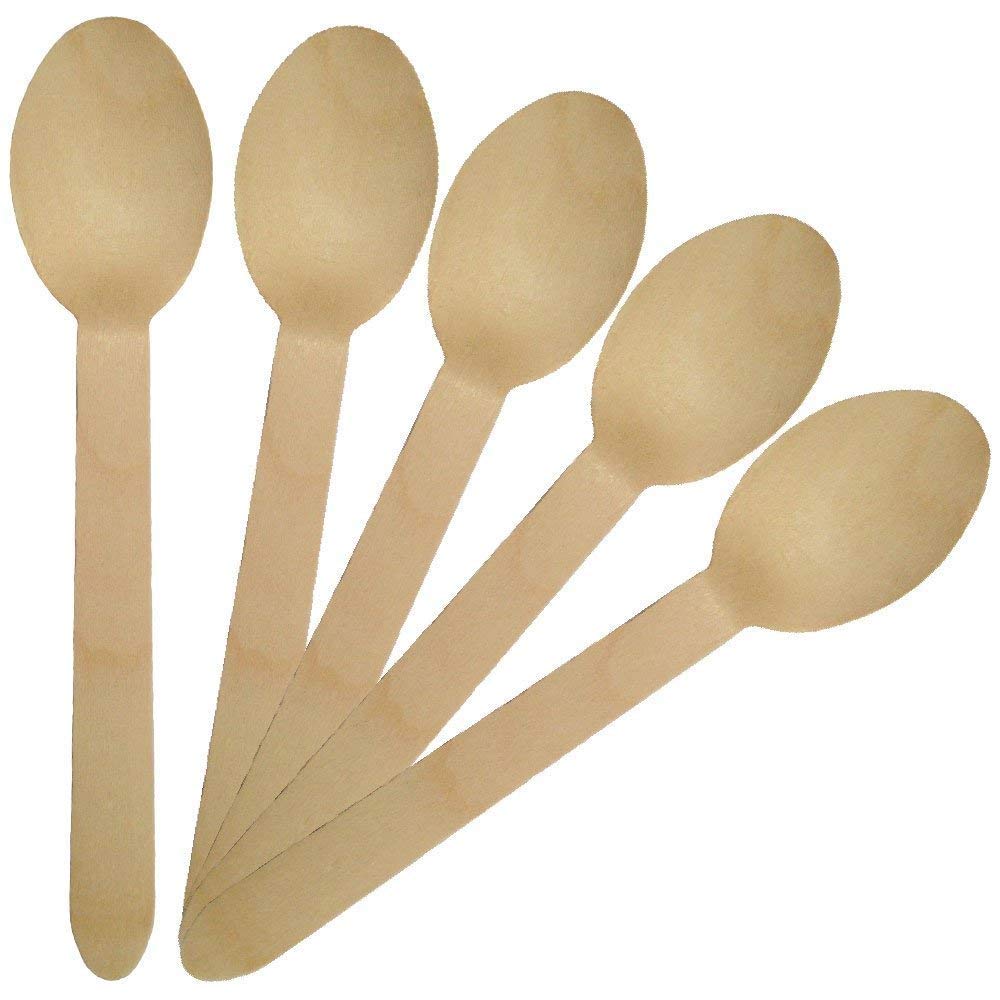 Shabari Agencies Disposable Wooden Spoons Bio-degradable Disposable Wooden Spoons- 14cm - Pack of 100 1