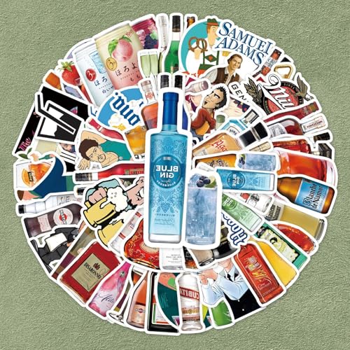 67枚入り ウイスキー ワイン ビール ボトル アイコン ステッカー 防水 ノートPC タブレット スマホ ケース 水筒 手帳 デコ