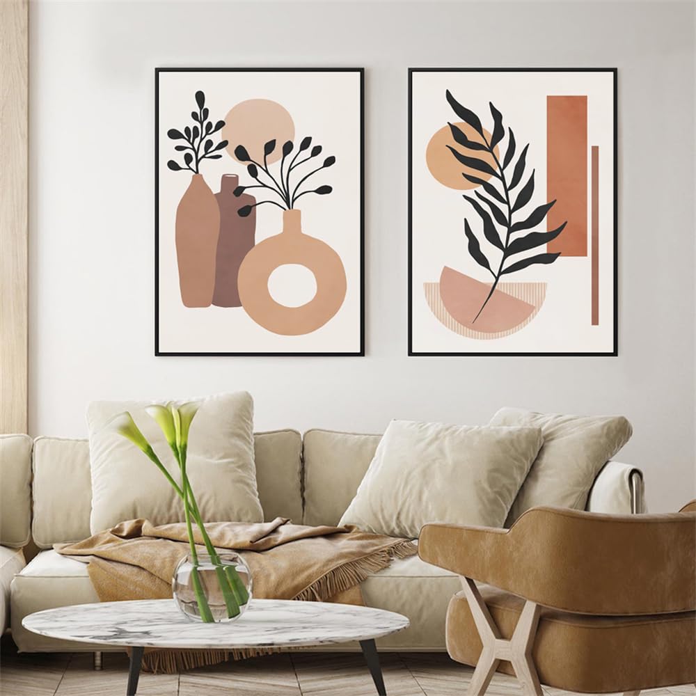 WUHBCZ Canvas Paints,Abstract Geometry Vase Botanical Boho Vintage Posters Wall Art Pictures Nordic Bedroom Living Room Decor Prints Canvas Painting-50 * 70cm*2PCS (No Frame)