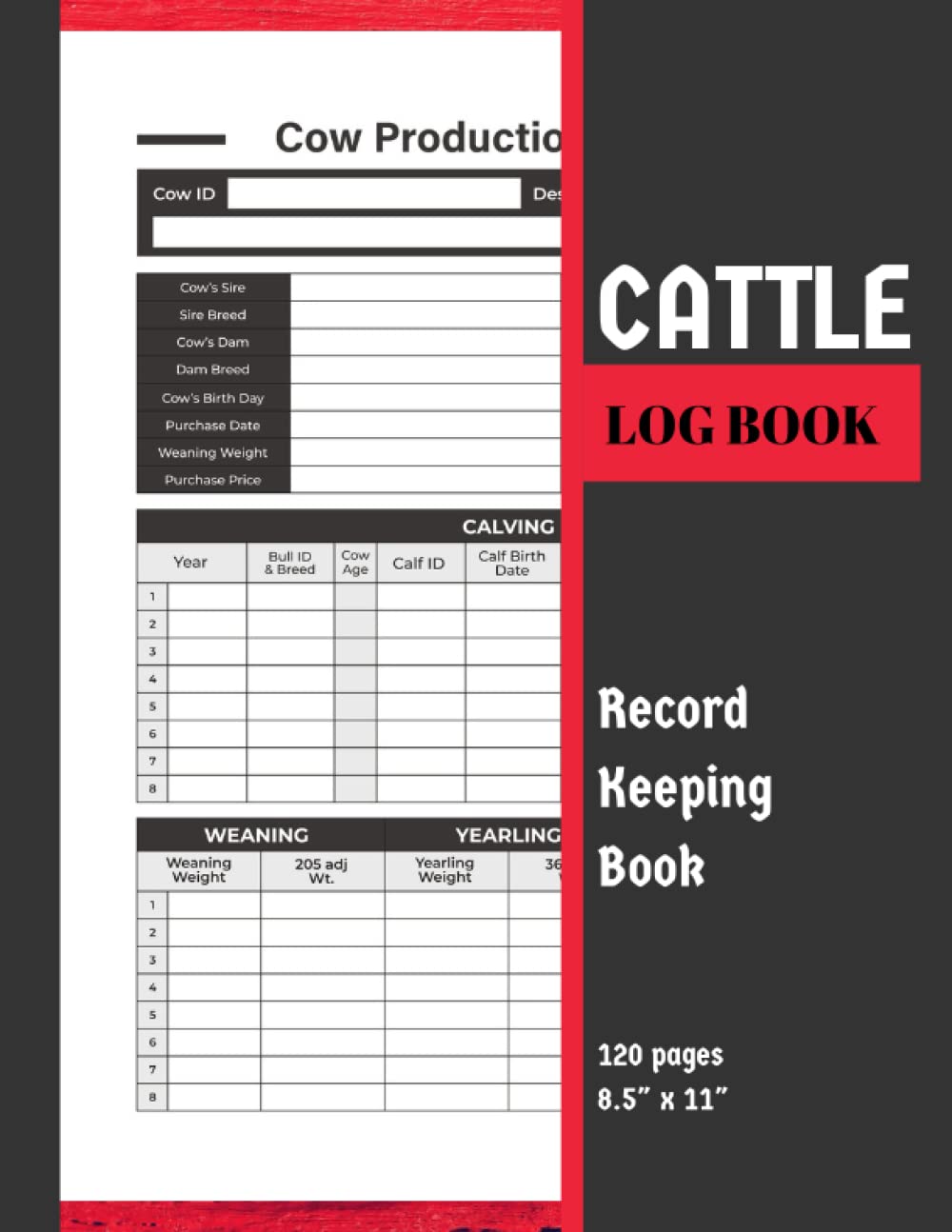 Buy Cattle Log Book,Cattle Record Keeping Beef and cow Calving Log
