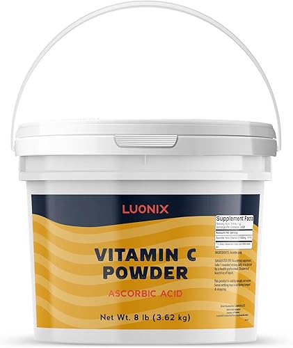 Vitamina C en polvo, cubo de 1 galón, ácido ascórbico, suplemento