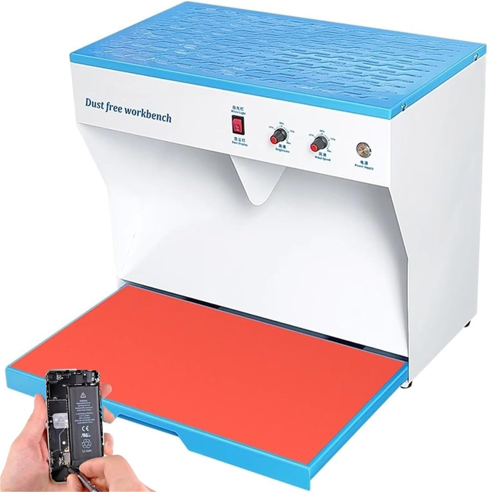 Laminar Flow Hood Clean Bench Workstation mit HEPA-Filter, staubfreier Luftstrom-Tisch für Handy-LCD-Reparatur, Werkstatt, Labor und Einrichtung