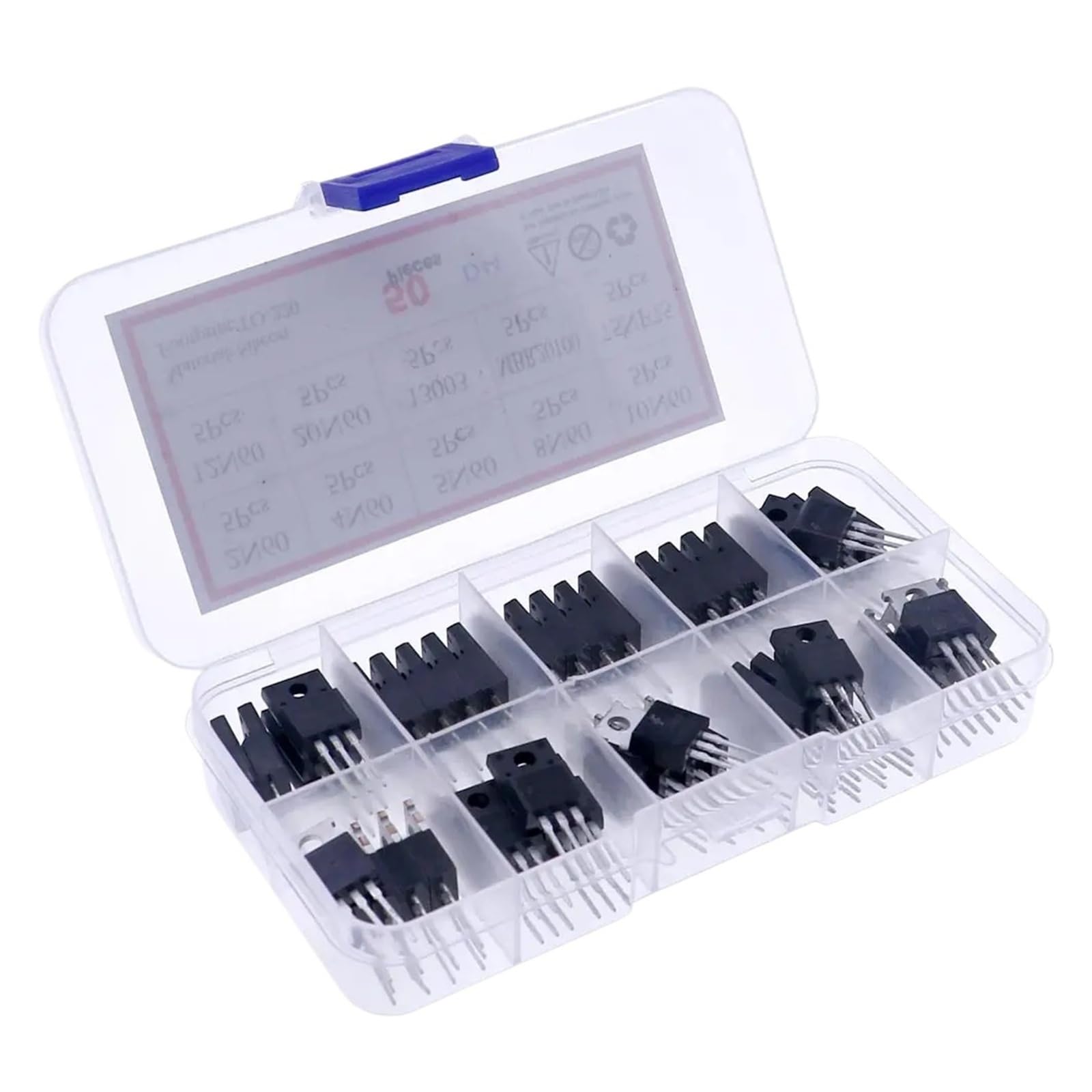 Caja de kit de transistores de efecto de campo Mosfet TO-220, 50 Uds., 10 valores | 2N60 4N60 5N60 8N60 10N60 12N60 20N60 13003 MBR20100 75NF75(50Pcs 75NF75)