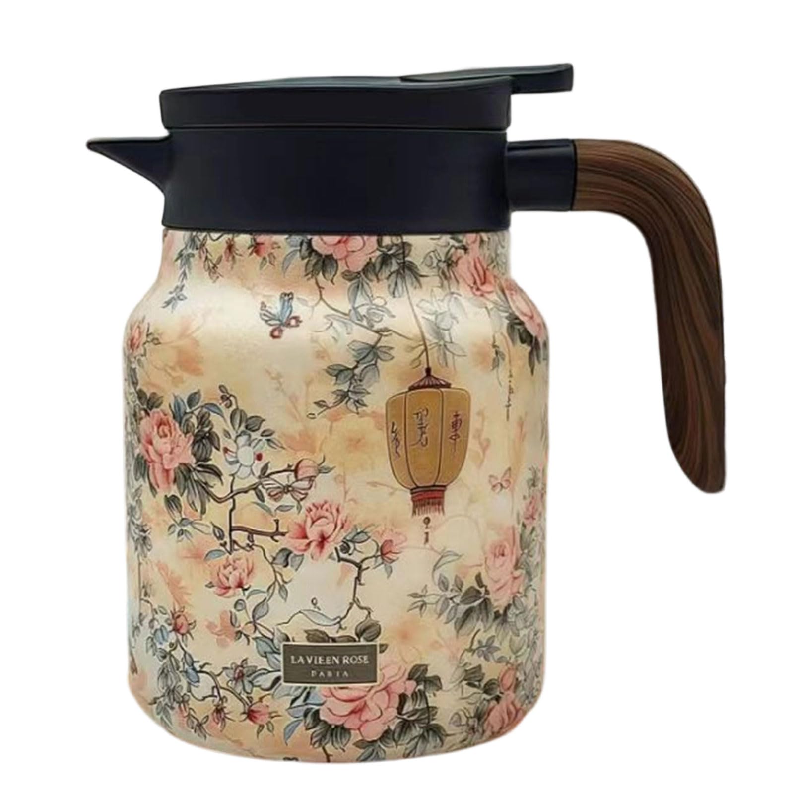 HZBB 1000ml Teas Infuser Thermal Carafes with Stainless Steels and Wooden Handle Teapot Kettle for Brewing and Heat Retention Teas Kettle with Filter