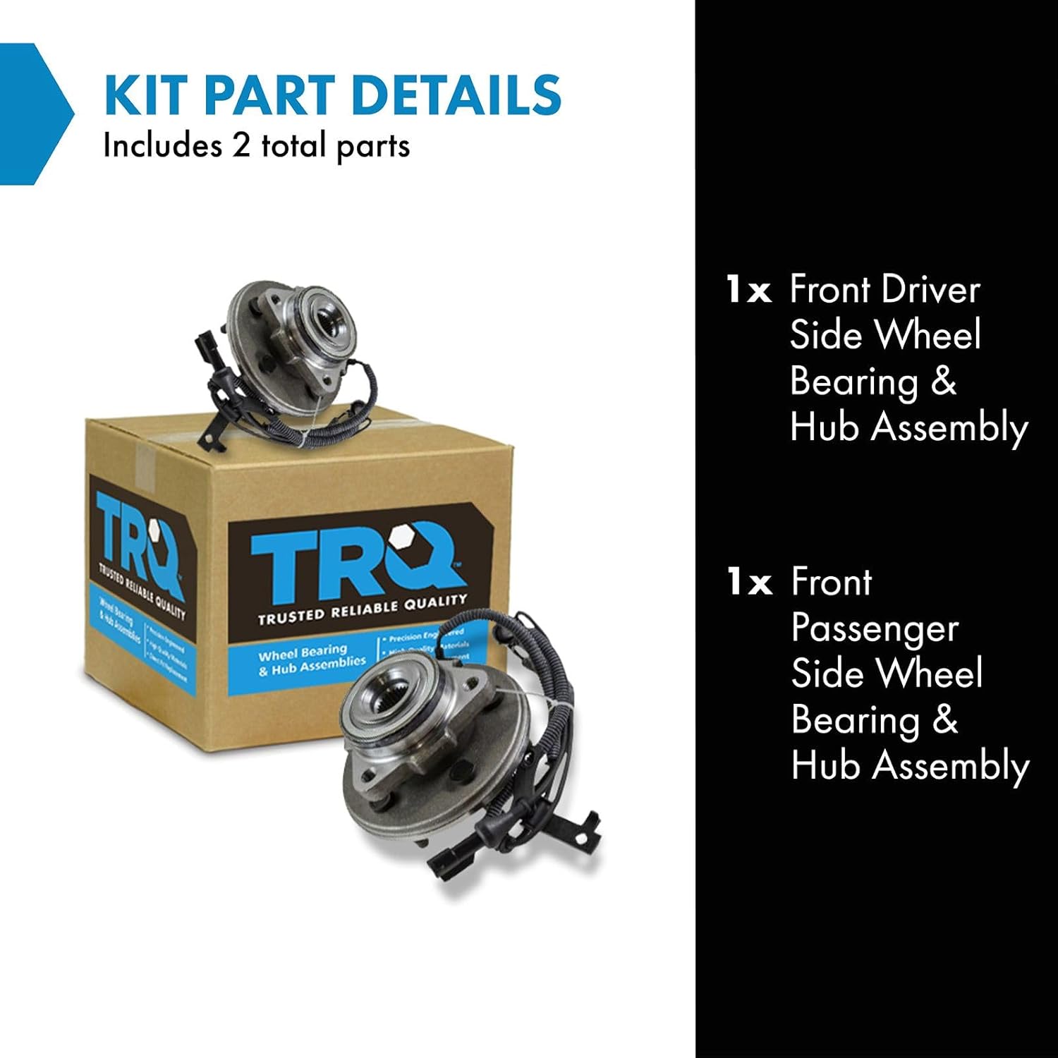 TRQ Front Left and Right Wheel Bearing and Hub Assembly Set 2 Piece Compatible with 2006-2010 Ford Explorer 2007-2010 Explorer Sport Trac 2006-2010 Mercury Mountaineer