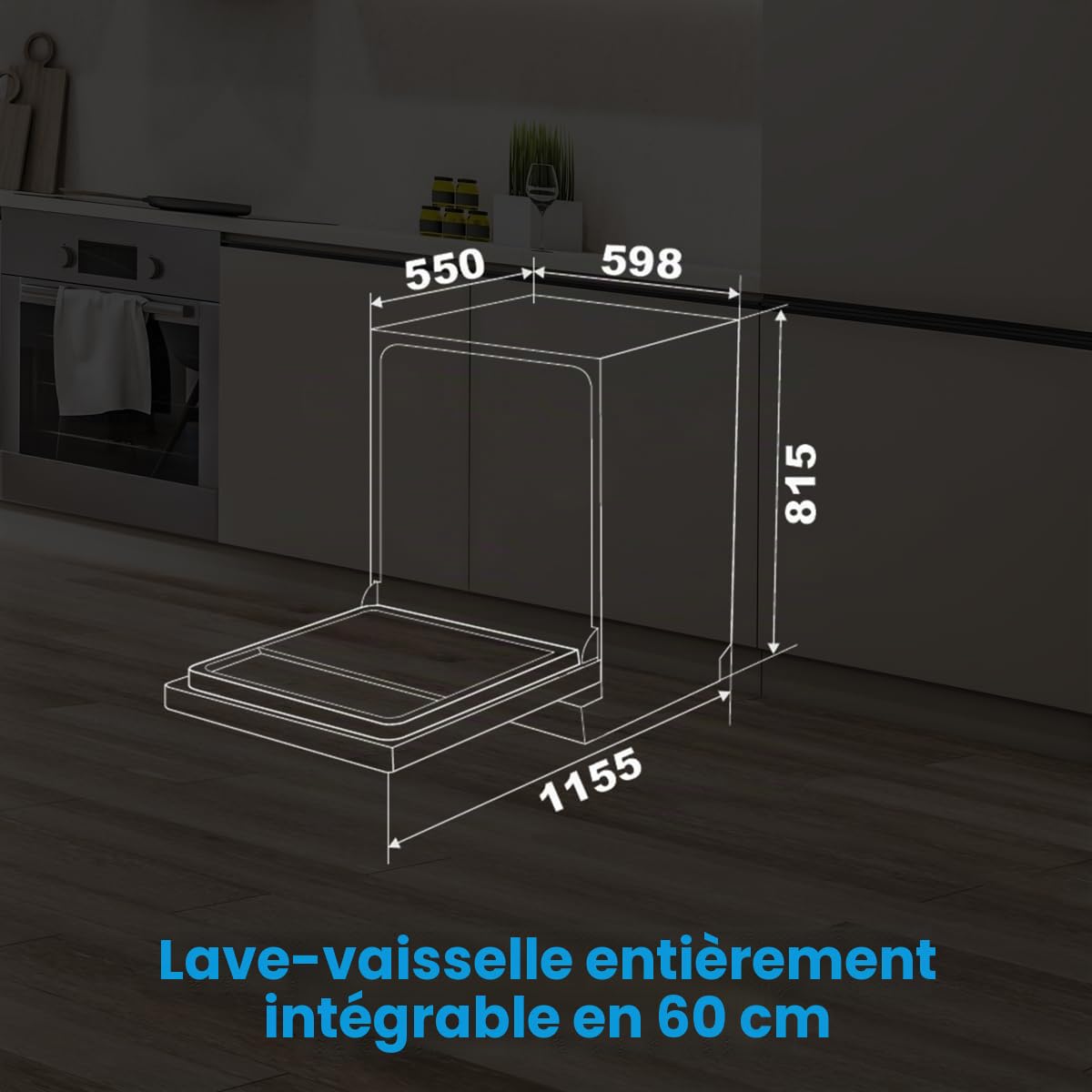 Bomann Lave-Vaisselle Encastrable 60 cm GSPE7421VI Blanc - 14 Couverts, Affichage LED, 5 Programmes, Économie d'Énergie, Cuve en Acier Inoxydable, 47 dB, 11L par Cycle