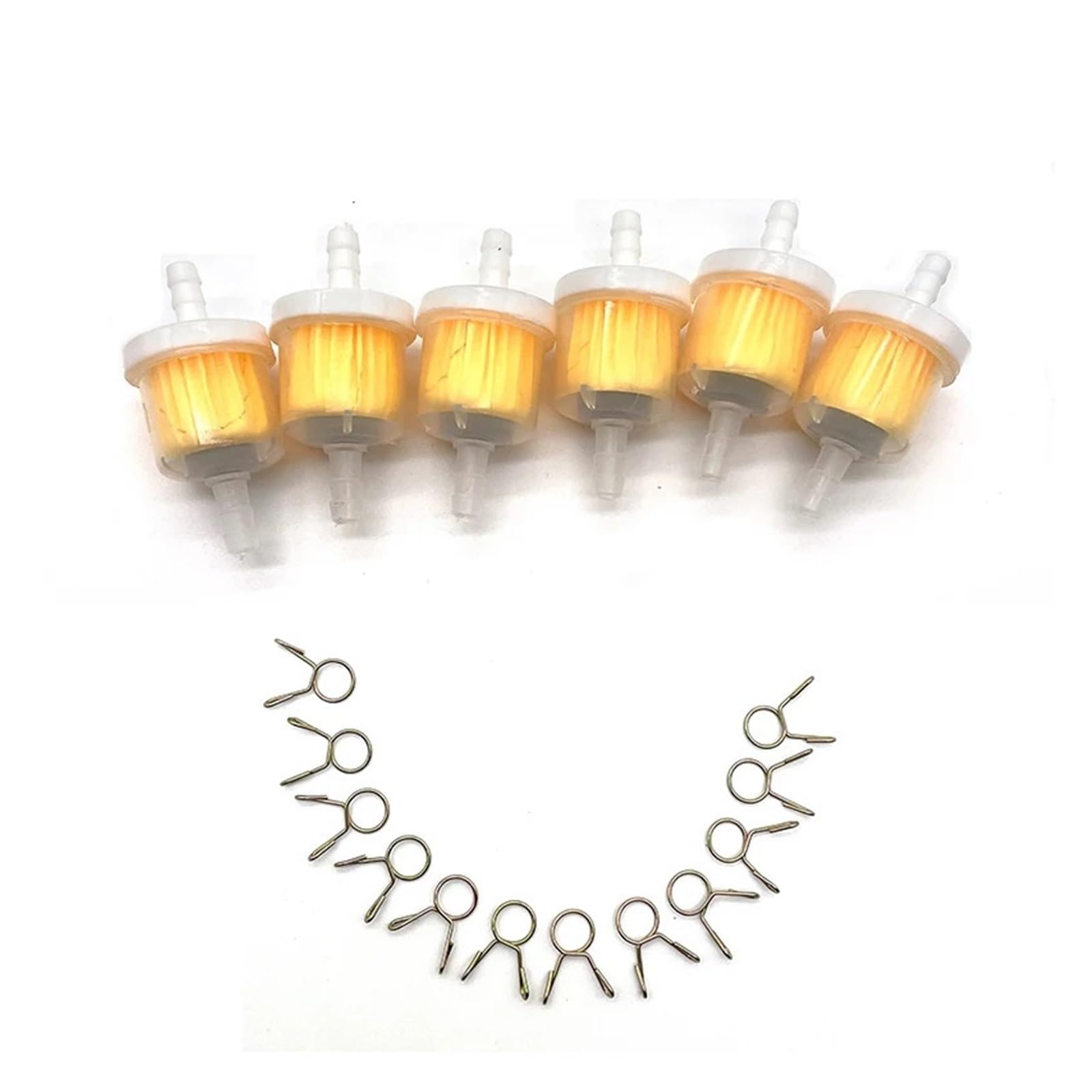 Paquete de 6 filtros de Combustible de Gas con 12 Abrazaderas for GY6 Go Karts ATV Pit Bikes y Quads