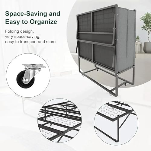 ASWRTYJO Folding Bed with Mattress Twin Size Frame Portable Foldable Adult for Guest High Resilience - Image 5