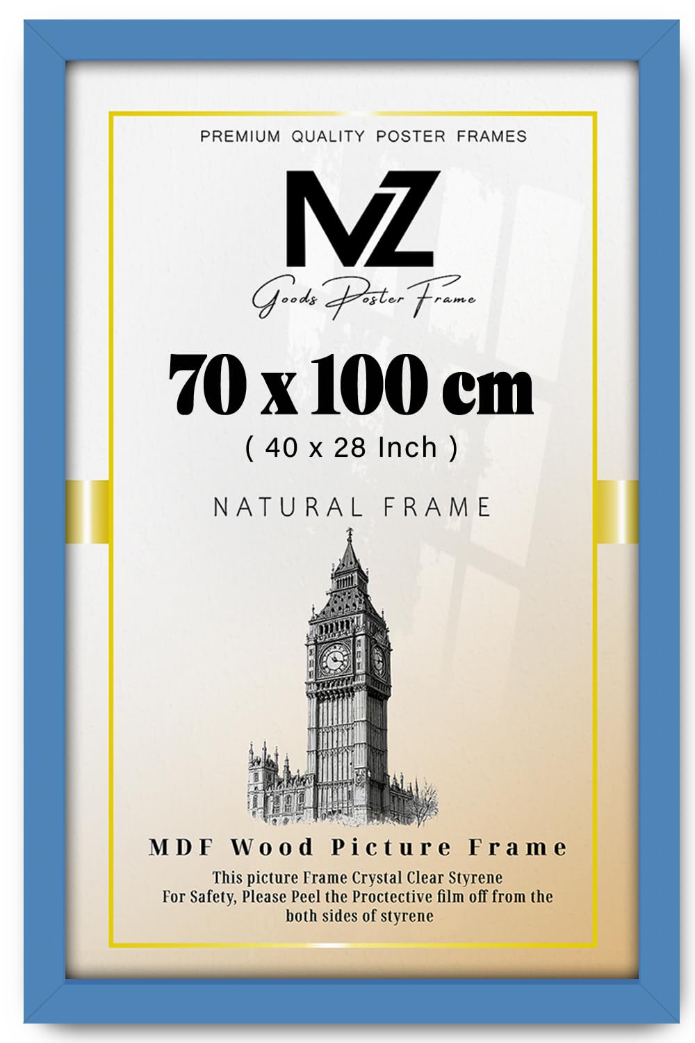 MZ GOODS | Classic (70 x 100 CM) Picture Frame 28" x 40" Poster Frame - Blue Picture Frame for Posters 700 x 1000 mm Frame [ Blue ]