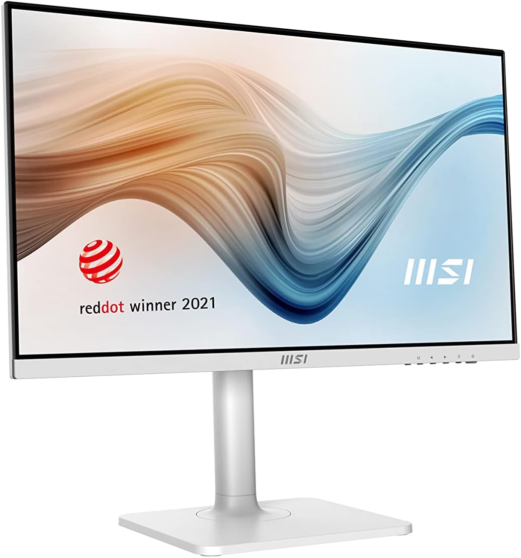 MSI Modern MD241PW 23.8 Monitor, Adjustable, FHD (1920 x 1080), 75Hz, IPS, 5ms, HDMI, USB Type-C, Built-in Speakers, Anti-Glare, Anti-Flicker, Less Blue light, TÜV Certified, VESA