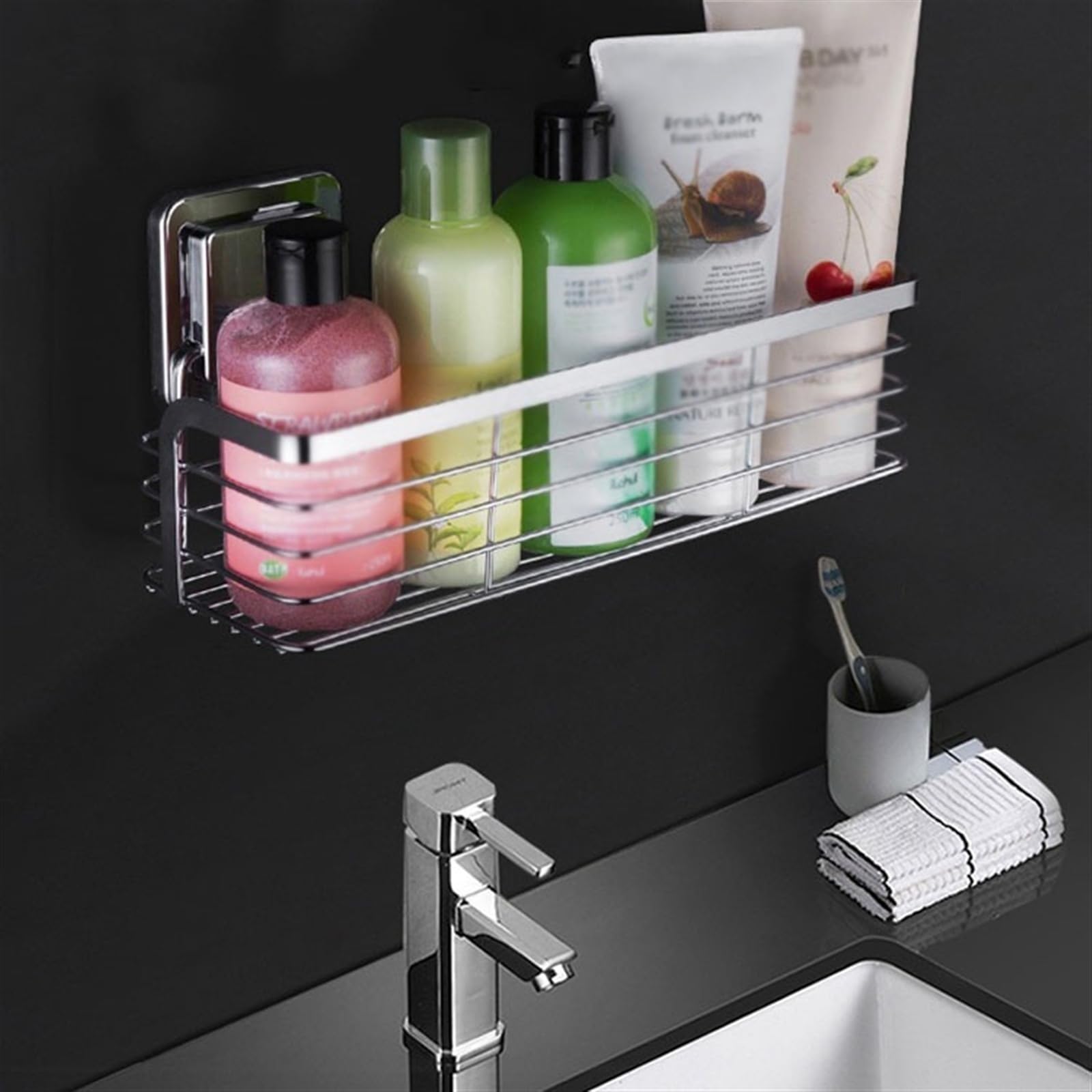 Estante de ducha sin taladros, estantes de secado rápido de acero inoxidable para baños y caravanas, organizador de baño que ahorra espacio para un fácil acceso y soluciones de almacenamiento