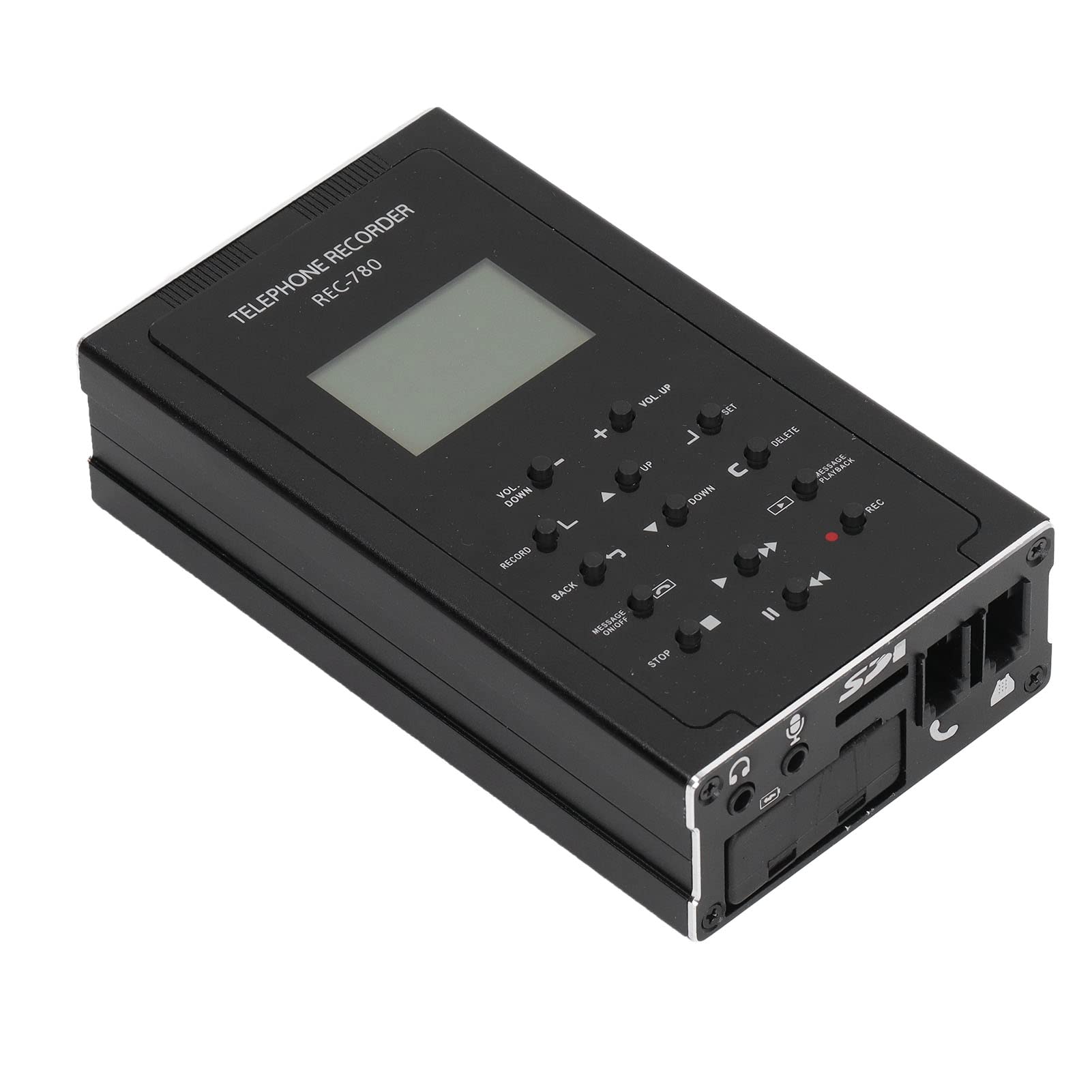 Dispositivo de Grabación Telefónica, Grabadora de Llamadas Telefónicas Fijas 100-240V Buena Compatibilidad Pantalla de Fecha y Hora de Aleación de Aluminio para Uso Doméstico (Enchufe de la UE)