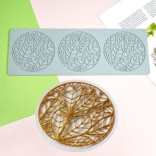 Miniatura 5 de TUKE Molde de silicona para anillos de Tuile para hojas, moldes de silicona para fondant, moldes de Tuile con hojas huecas 3D de chocolate y dulces