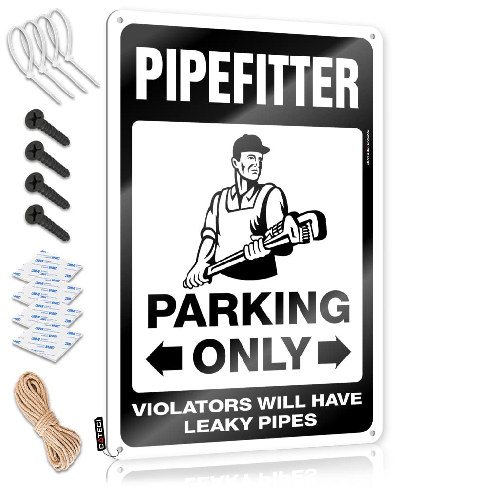 KRAZMURONGD Bar Sign Home Decor Pipefitter Parking Only Tin Sign Dorm Door Sign Sports Bar Decor
