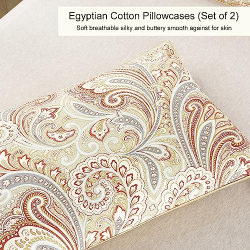 Winlife MK4547 100% Cotton Pillowcases Queen Paisley Printed Pillow Cases Set Of 2 Queen Pillowcase Decorative Pillow Cover thumb #1