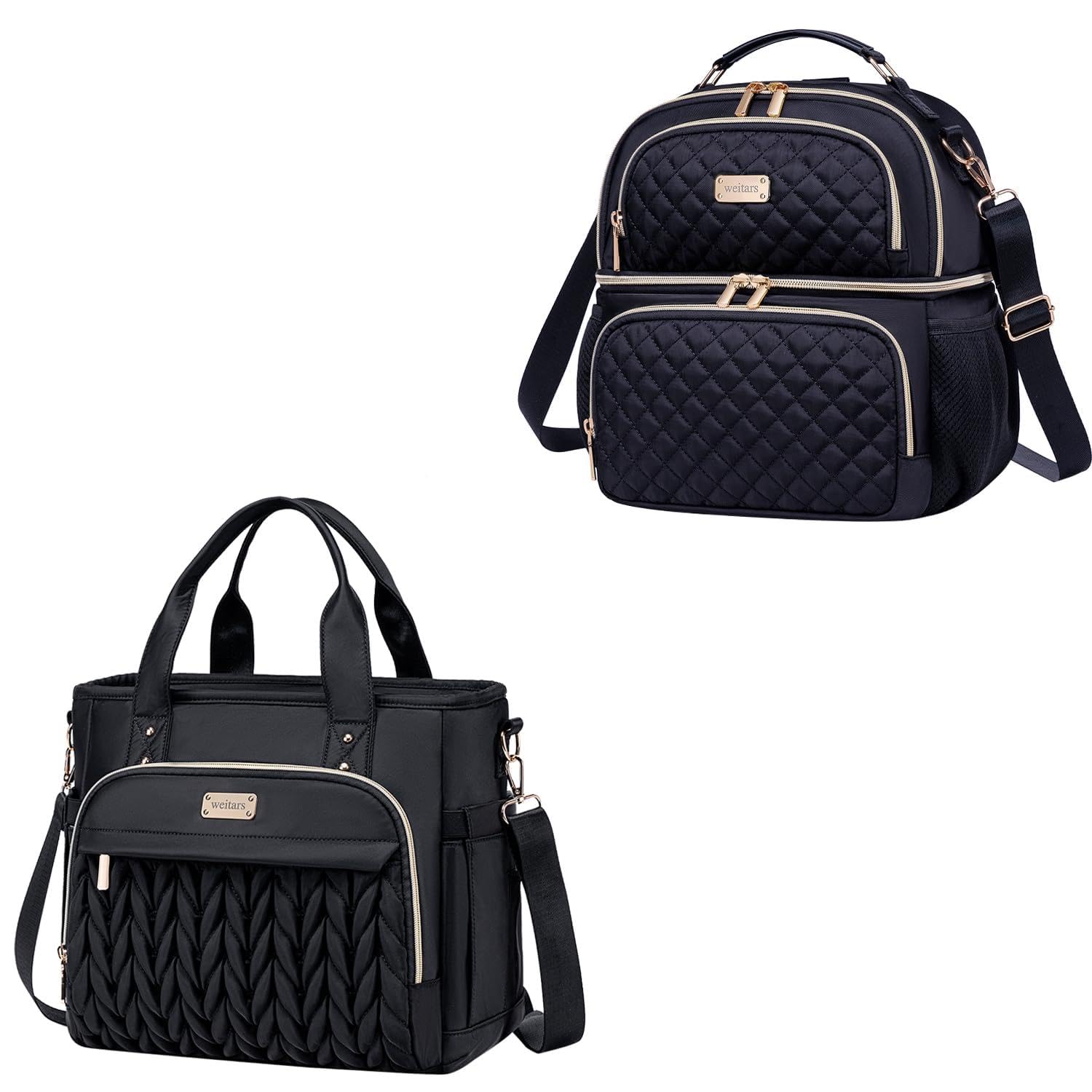 Weitars Lunch Bag for Women and Dual Compartment Lunch Box For Women Men 2 Packs
