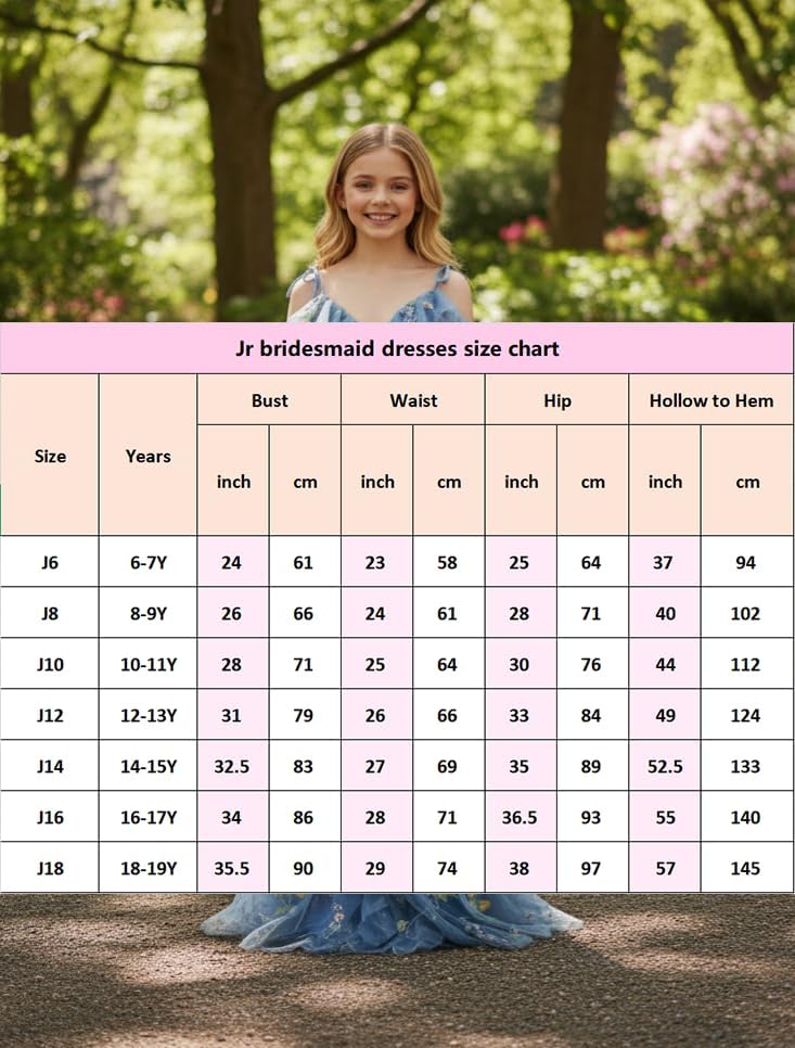 Maxianever Flower Embroidery Junior Bridesmaid Dresses with Slit Long Tulle Spaghetti Straps Fairy Formal Prom Gown - Image 6