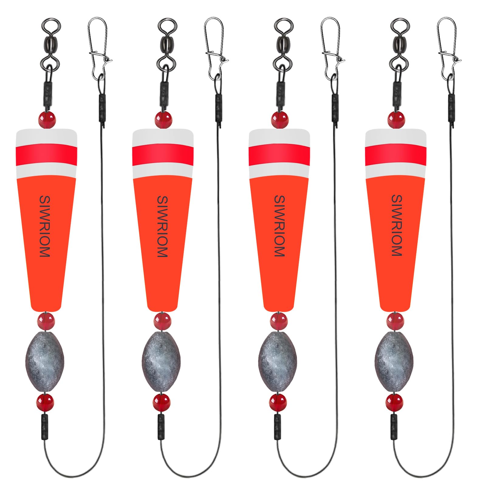 SIWRIOM Popping Corks Floats for Saltwater Fishing Bobber, 4PCS Weighted Bobbers Inshore Fishing Popping Cork Float Rig Rattle Popper for Redfish