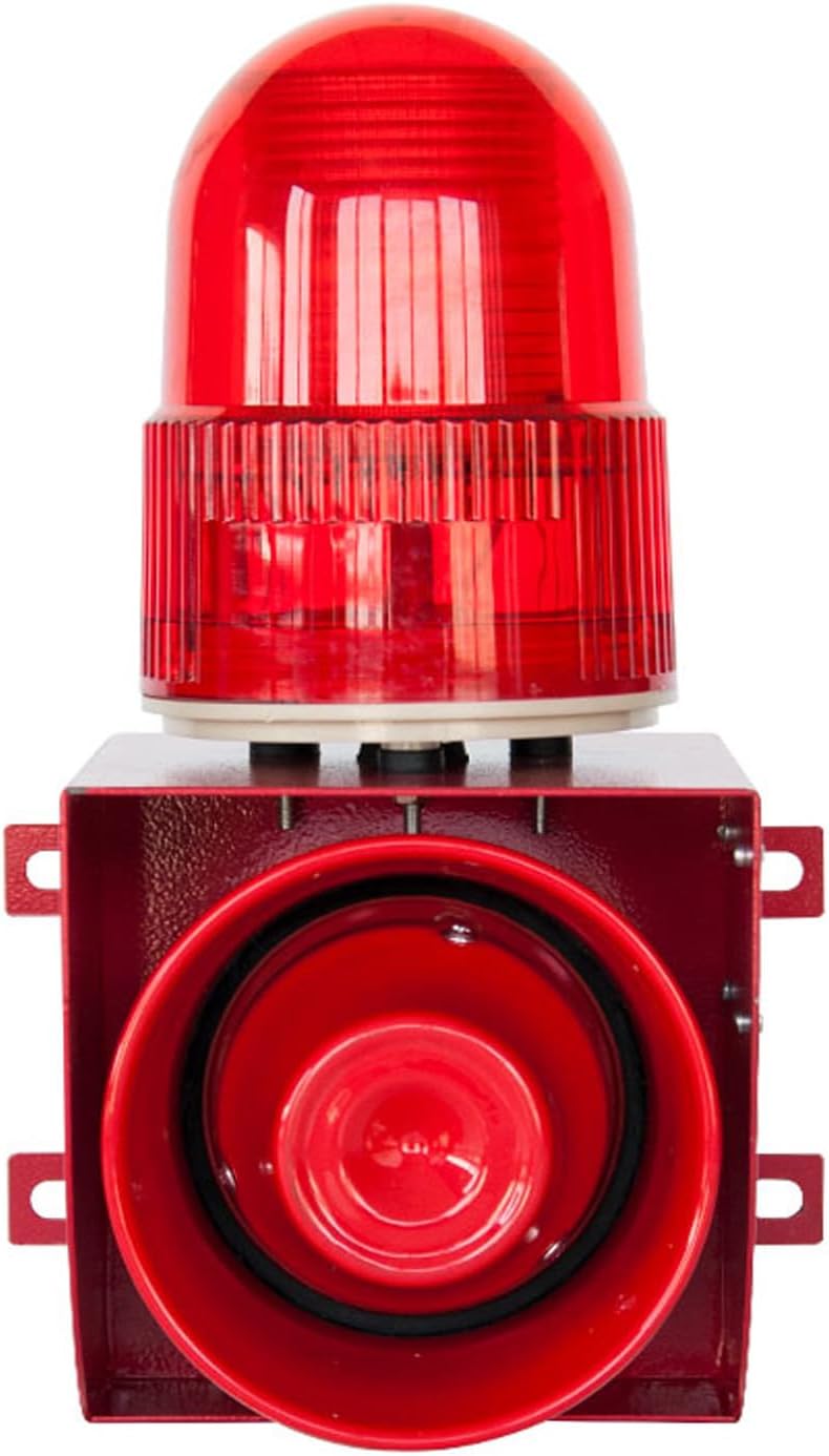 Industrial Outdoor Alarm Siren 120dB Horn IP66 Waterproof Security Siren with Strobe Light for Factory Port Dock Reservoir Shipyard AC220V