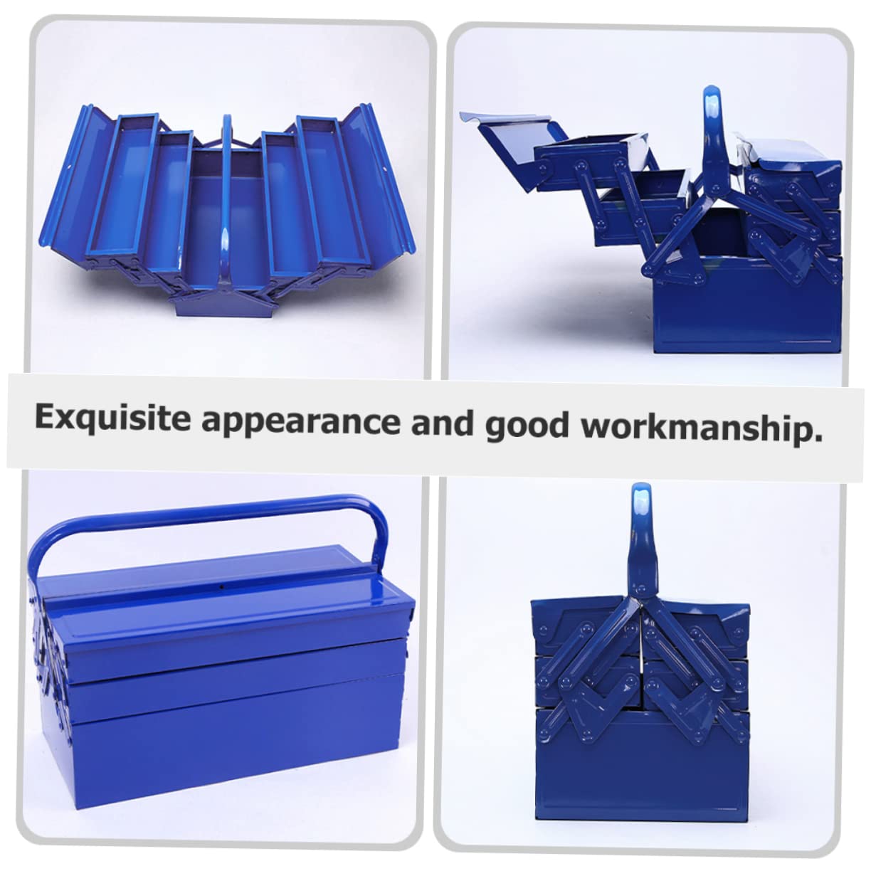 Hemobllo Grosse Boîte à Outils en Fer Bleue à Poignée, Rangement Portable