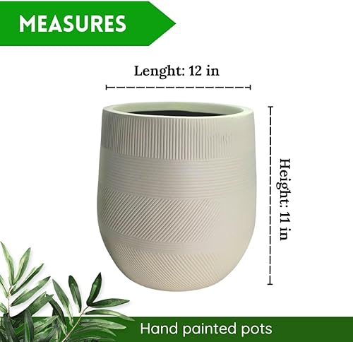 Miniatura 9 de Elly Décor Macetero cónico de fibra de 12 pulgadas, diseño cónico liso, maceta de jardín ligera y duradera para patio, interior y exterior, 11 x 12