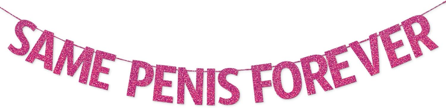 Pink Glitter Same Pen-is Forever Bachelorette Party Decorations Banner (Pre-Strung) - Hen Party Decorations Banner Sign for Bridal Shower - Bachelorette Party Supplies and Accessories