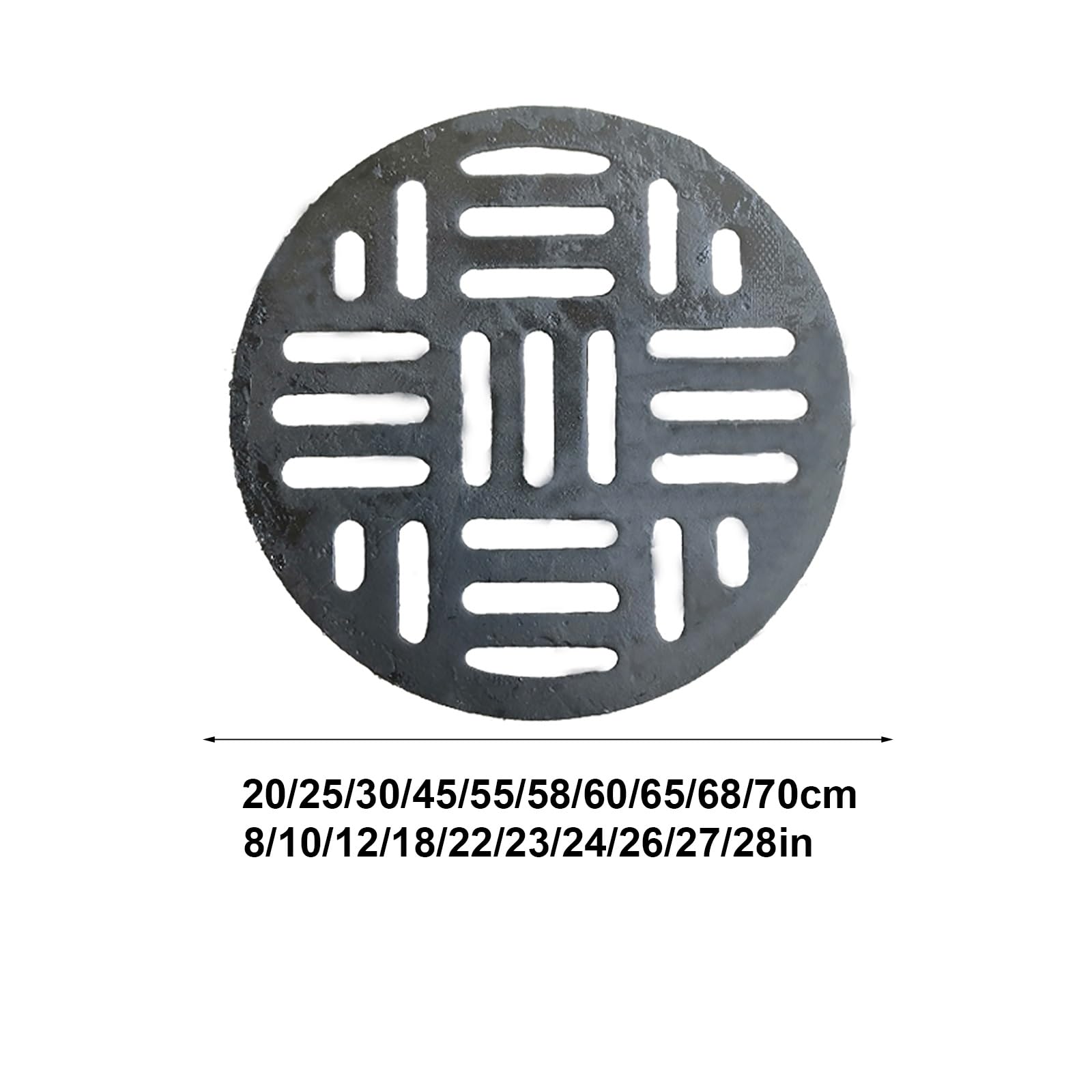 Rejilla de Drenaje Redonda de Hierro Fundido, Tapa de Alcantarilla para Sumideros, Tapa para Alcantarillado Exterior para Patio, Entrada de Vehículos y Jardín(20cm/8in)