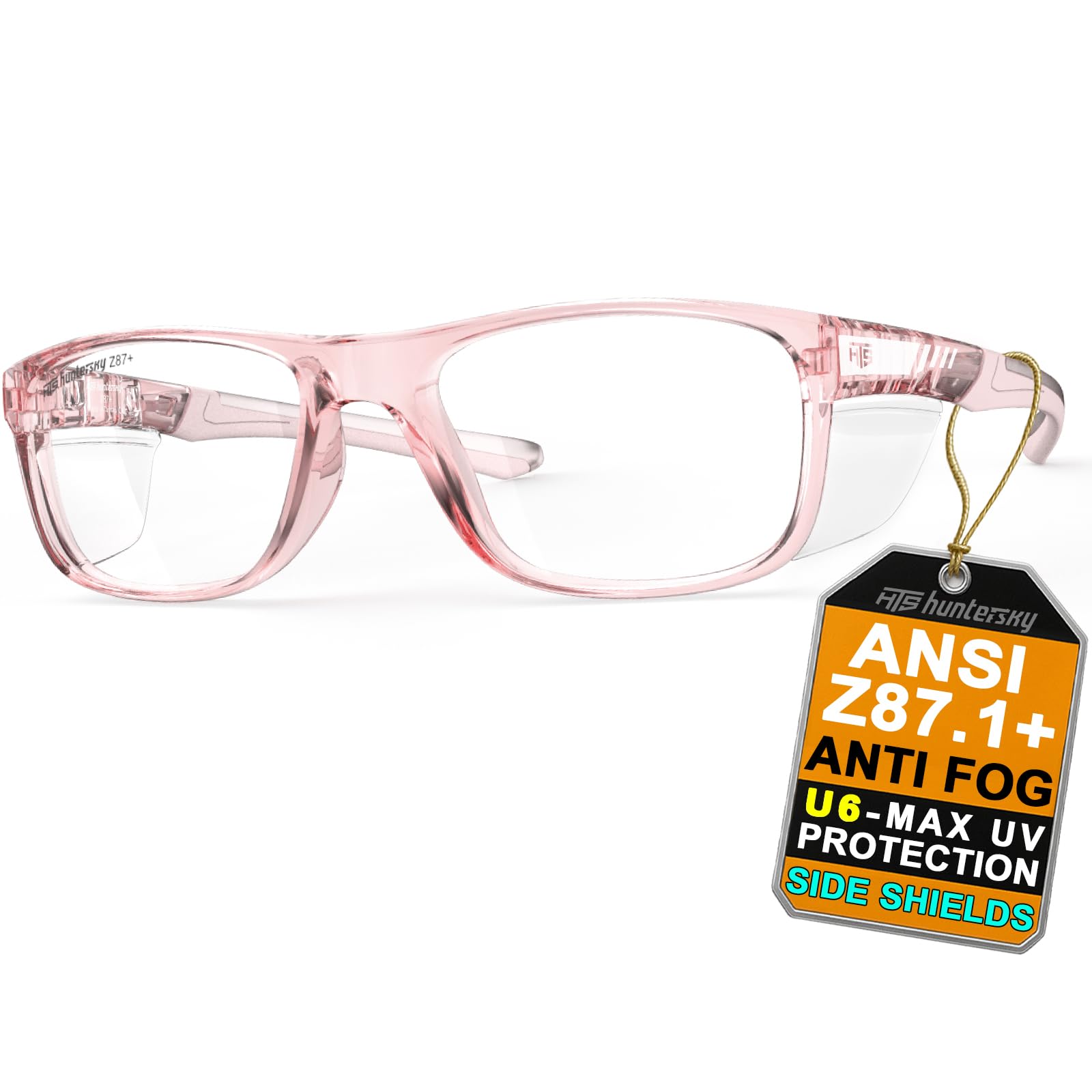 – HTS TR90NZZ Safety Glasses with Side Shields for Ladies Small Size ANSI Z87 Anti-Pollen Optical Eyeglass prescription Frame Scratch Fog Resistant
