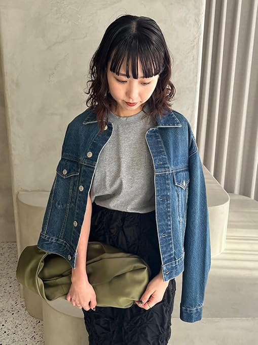 Amazon | [ミラオーウェン] ワイドスリーブクロップドデニム