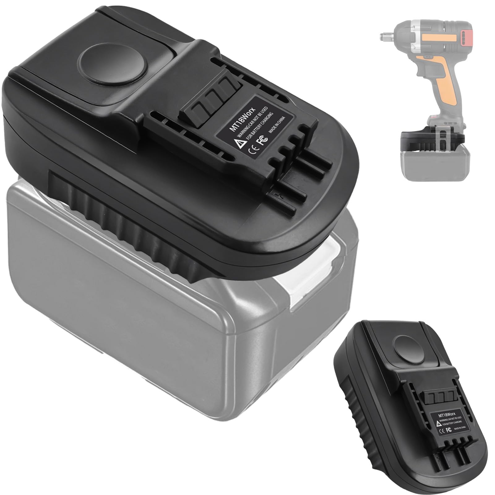 URUN DM18M Battery Adapter for Dewalt 20V, Milwaukee M18 & Makita 18V Cordless Tools with USB Charging & Protection Features — view 14