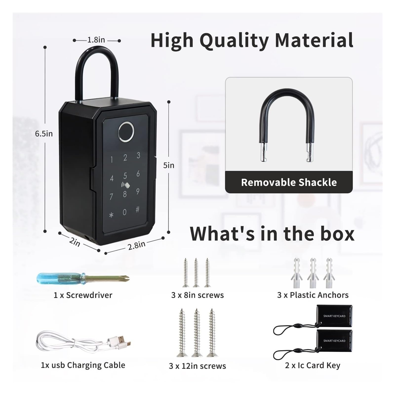 EDEDE Cassaforte Piccola Key Safe TTlock Fingerprint Digital Key Box App Remote Unlock Wall Mount Security Key Lock Box Safety Box Lucchetto per casa, Ufficio, Hotel, Viaggi(TTLOCK+G2)