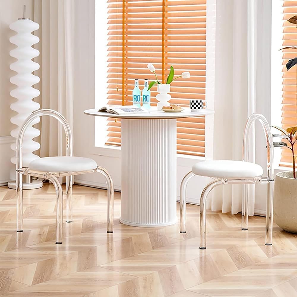 Chaise de coiffeuse en acrylique transparent avec coussin velours