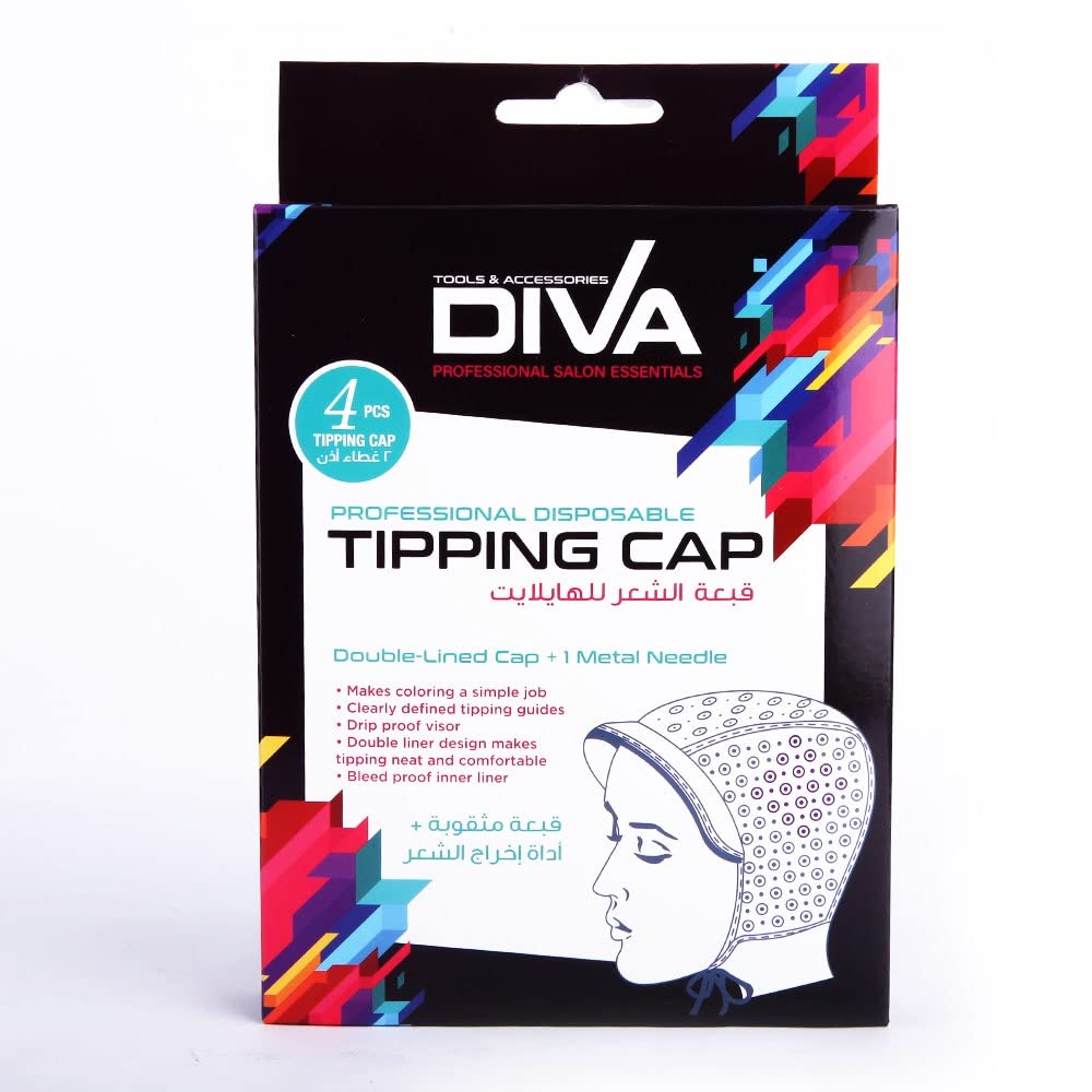Diva Disposable Tipping Cap, Ideal For Hair Dye, Easy Hair Coloring, Perfect For Personal & Professional Use, Drip Proof Visor, 4pcs