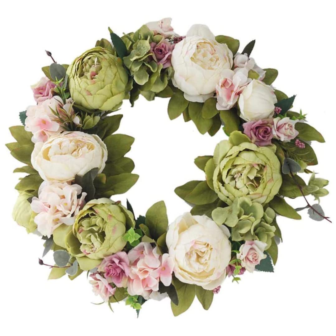 Hoveeluty 1Pc Wreath Hanging Artificial Flower Decorated Wreath Peony For Front Door Wall Window Wedding Party Decoration Flower Wreath Wall Decoration Wreath Door Wreath Hanging Artificial Flower