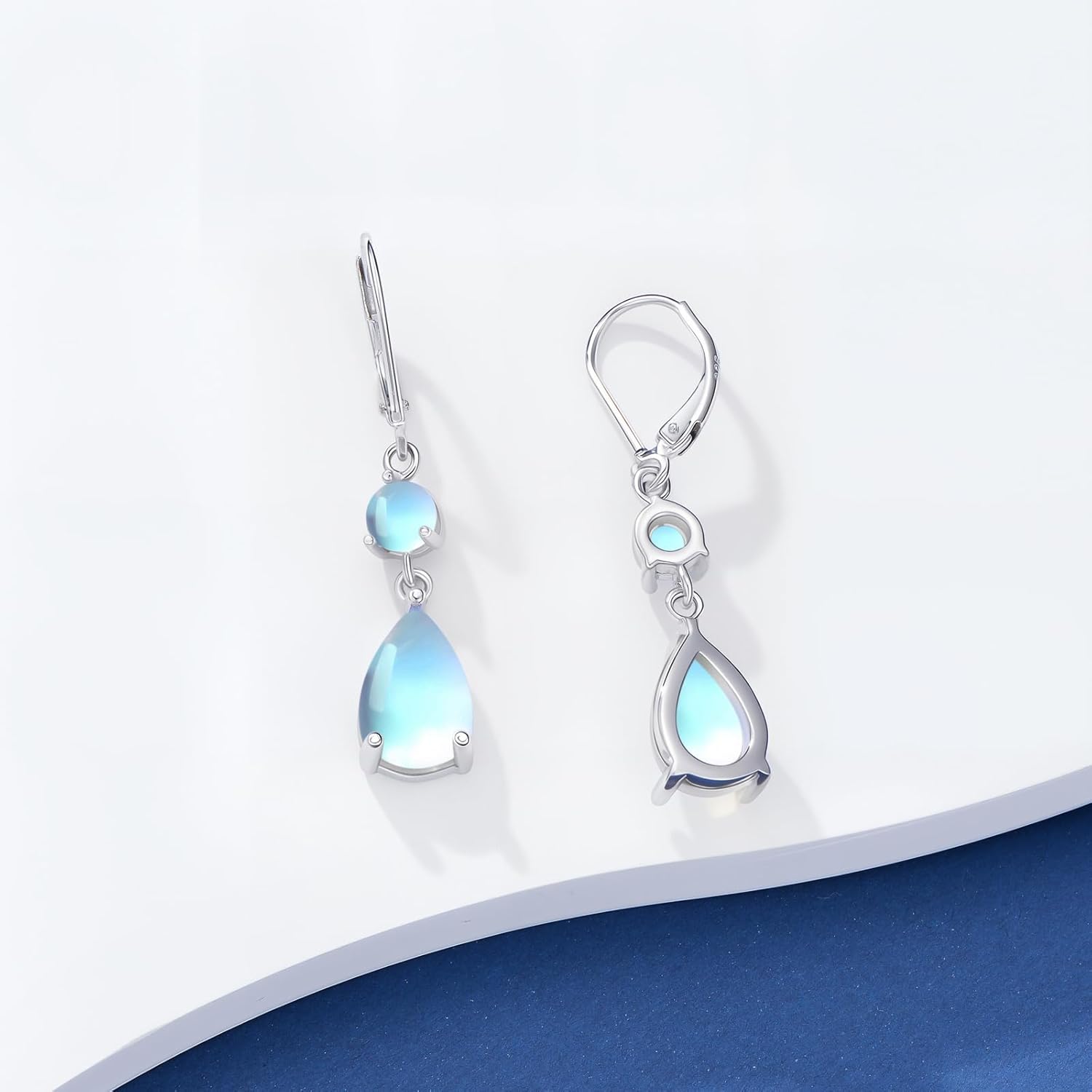 Moonstone Earrings for Women 925 Sterling Silver Teardrop Moonstone Dangle Drop Earrings
