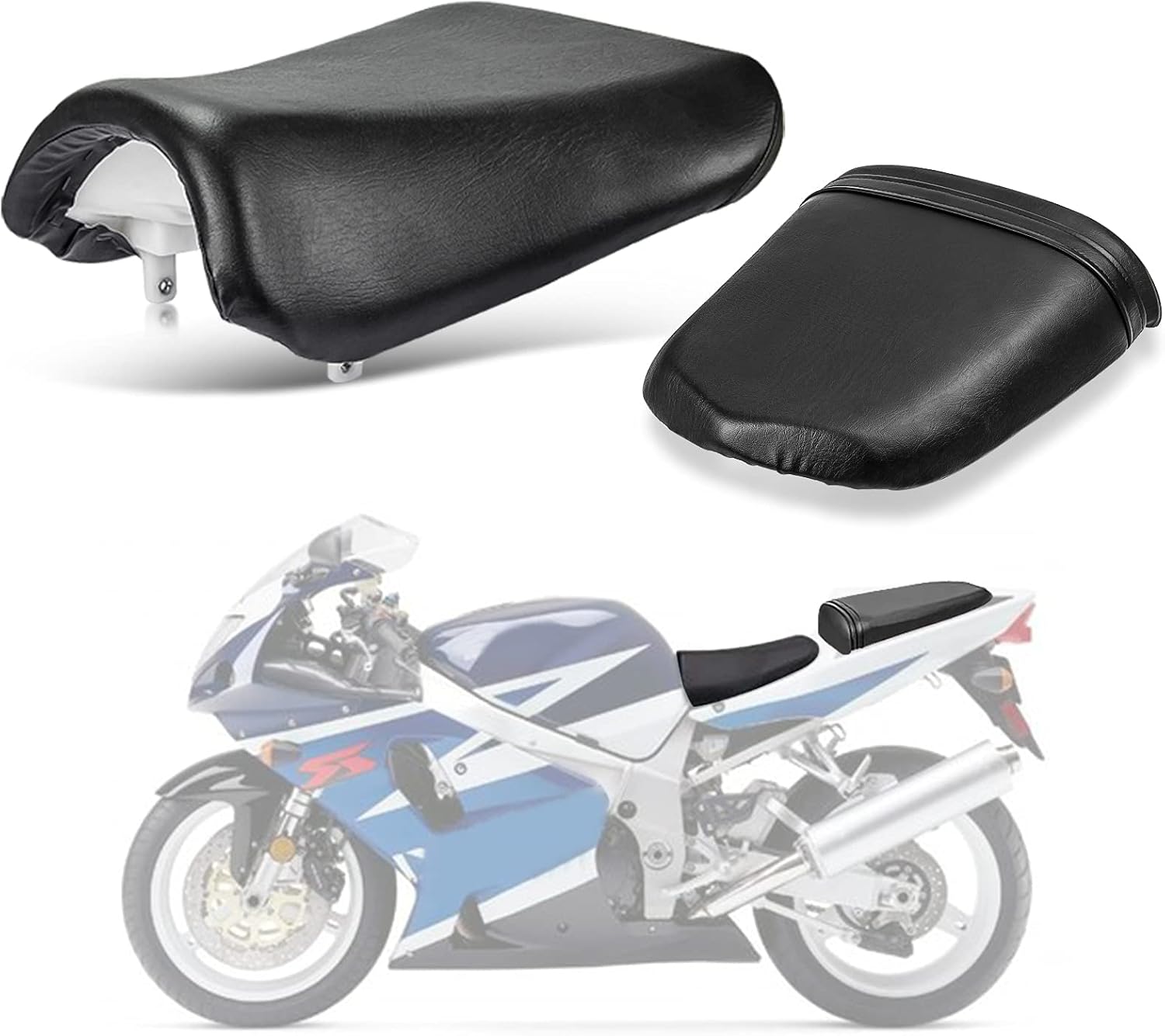 PSLER Front Rider Driver Rear Passenger Seat Pillion Cushion Seat for GSXR600 750 2004 2005 Driver Seat+Passenger Seat